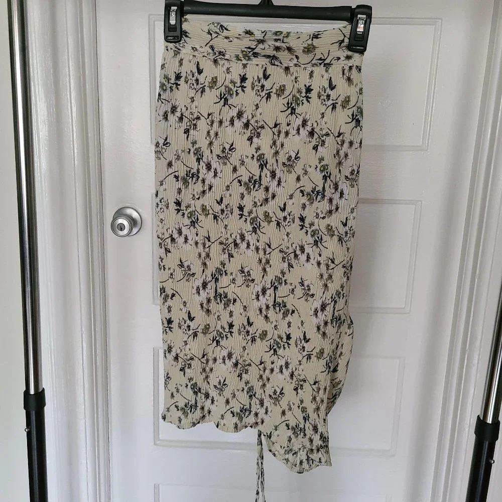 Missguided Women's Floral Print Crinkle Textured Ruched Side Midi Skirt Size 0